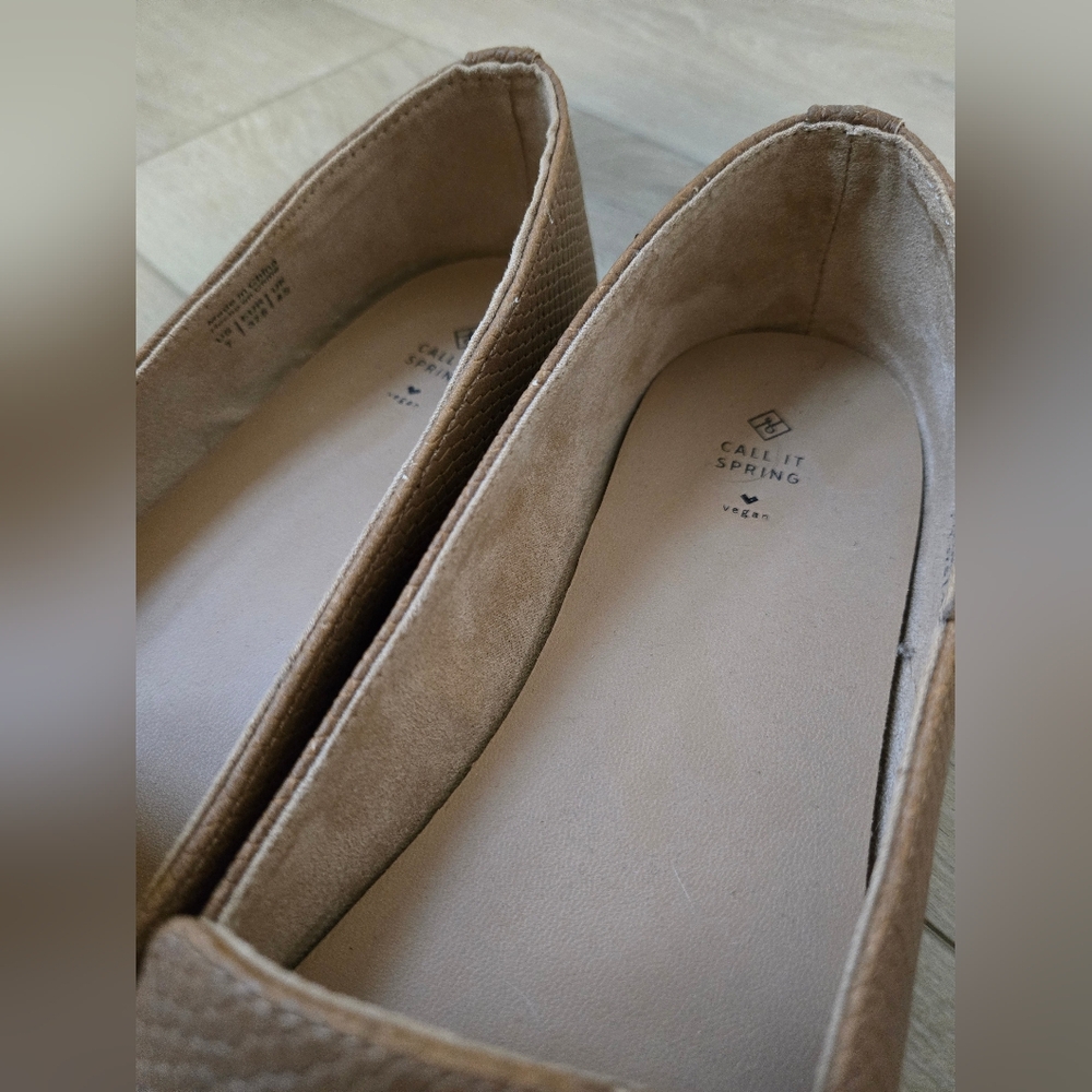 Call It Spring neutral tan snakeskin print loafers, size 7, like new - Picture 5 of 5